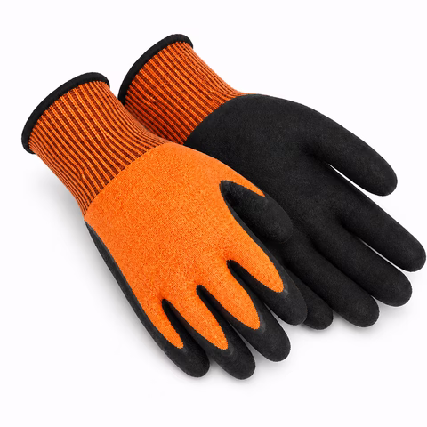 Guantes anticorte de trabajo en color naranja y negro