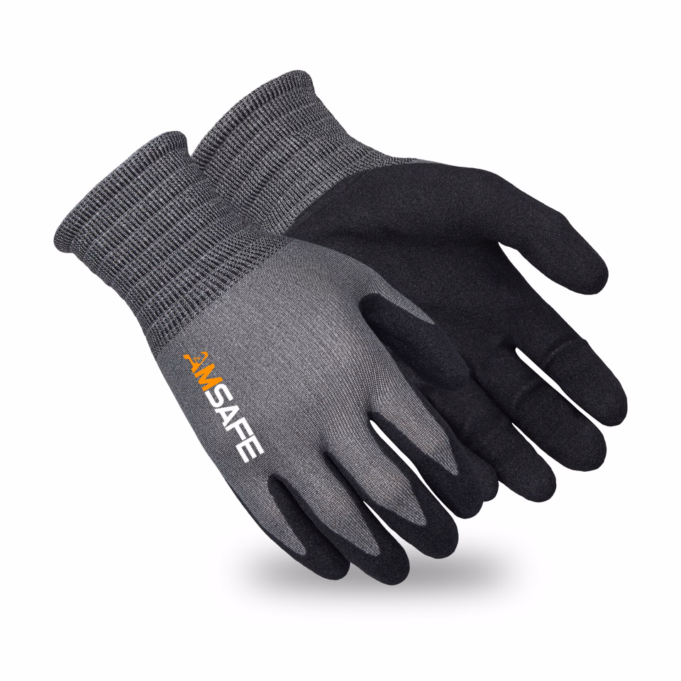 Guantes anticorte: par de guantes anticorte AA-017 con nitrilo arenoso en la palma