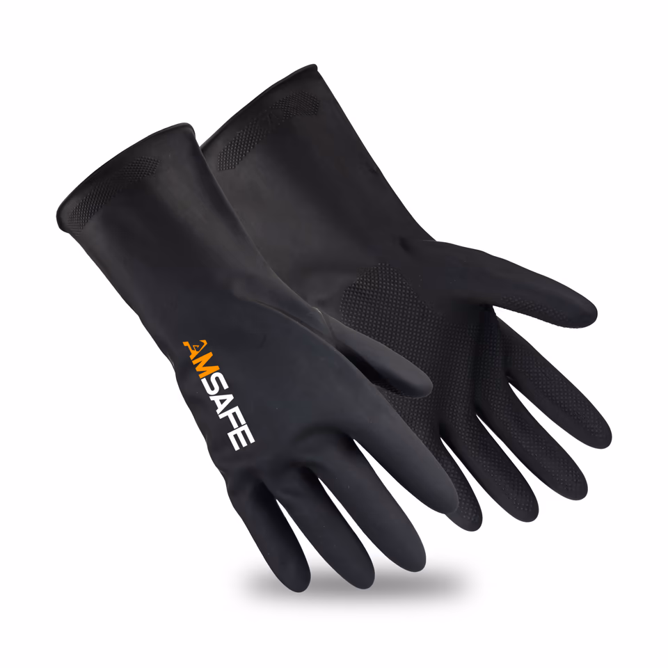 Guantes de protección química: par de guantes de protección química AC3001 negros de látex con puño largo