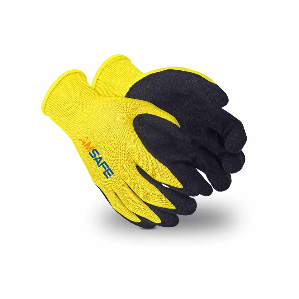 Par de guantes AL5201 amarillos con recubrimiento de látex negro