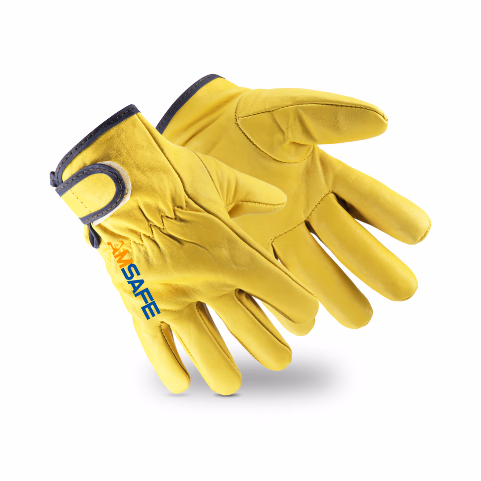 Guantes de cuero: par de guantes de conductor ALE416 de cuero vacuno flor amarillo con cierre ajustable