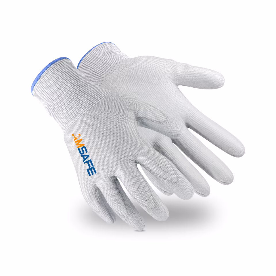 Guantes anticorte: par de guantes anticorte AMSAFE grises con PU gris