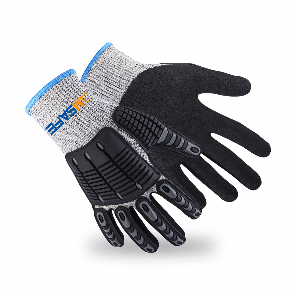Guantes antiimpacto: par de guantes antiimpacto SN3733-TPR grises y negros con protección TPR en el dorso