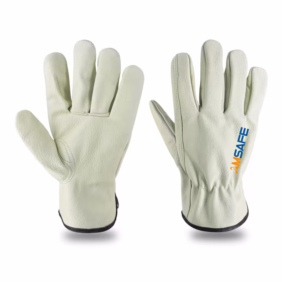 Guantes de cuero: par de guantes de conductor ALE417 de cuero vacuno flor blanco — imagen 3