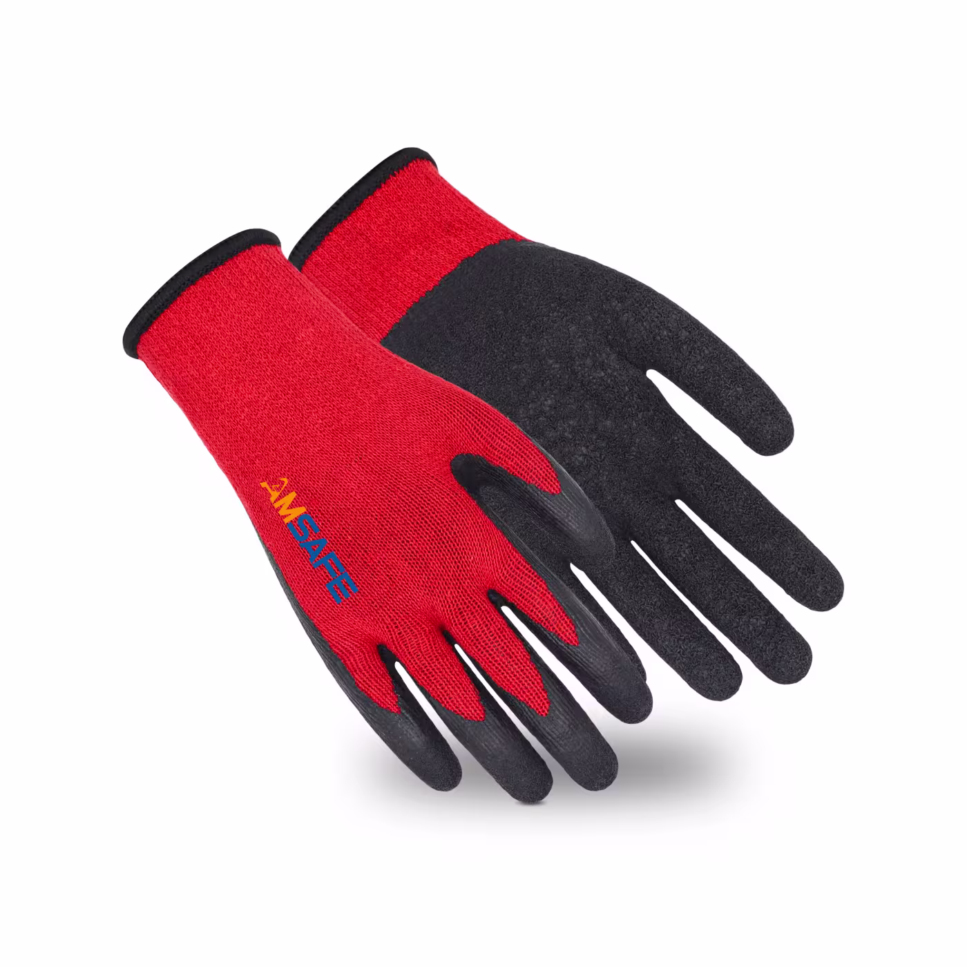 Par de guantes AL3210 rojos con recubrimiento negro de látex rugoso