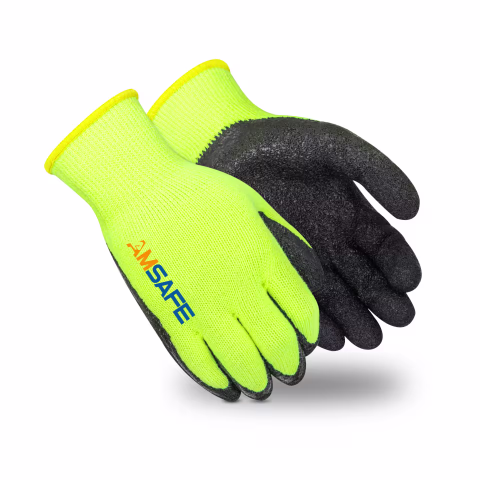 Guantes térmicos: par de guantes térmicos WL3205 amarillo fluorescente con recubrimiento negro de látex rugoso — imagen 1