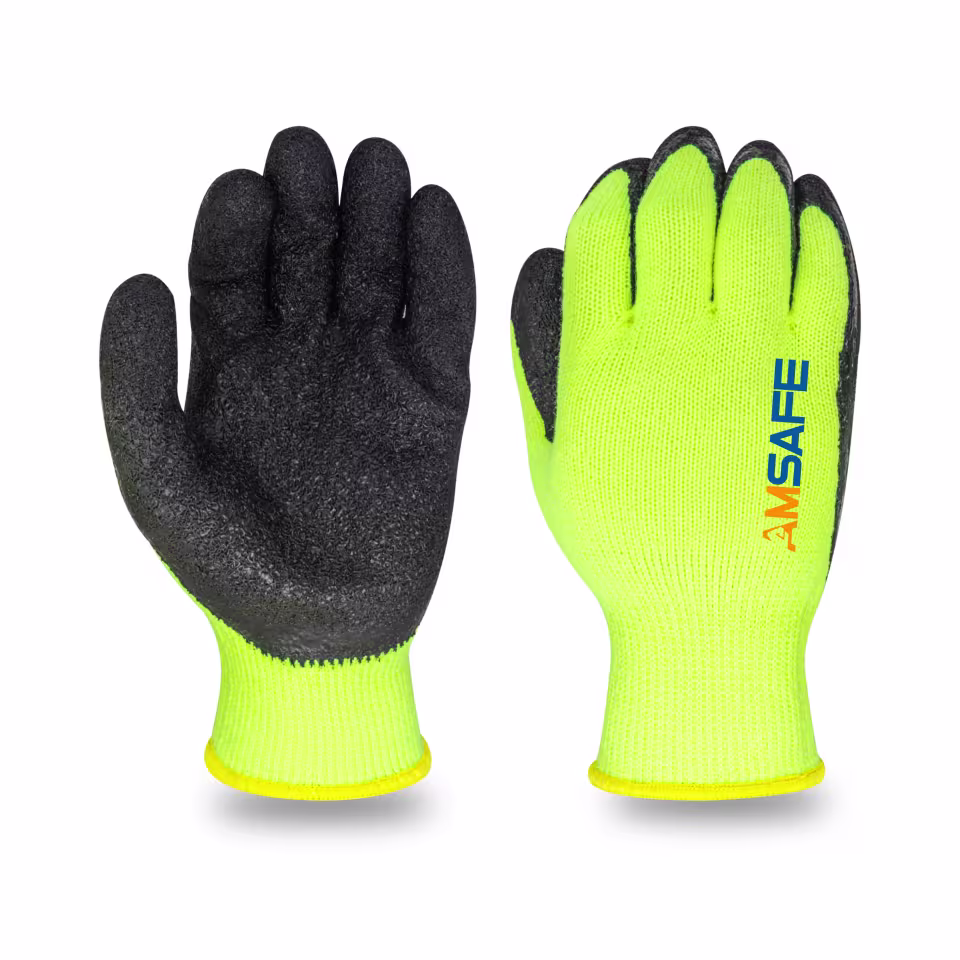 Guantes térmicos: par de guantes térmicos WL3205 amarillo fluorescente con recubrimiento negro de látex rugoso — imagen 2