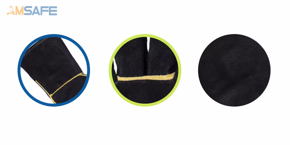 Guantes de soldadura: par de guantes largos de soldadura ALE401 de serraje vacuno negro — imagen 2