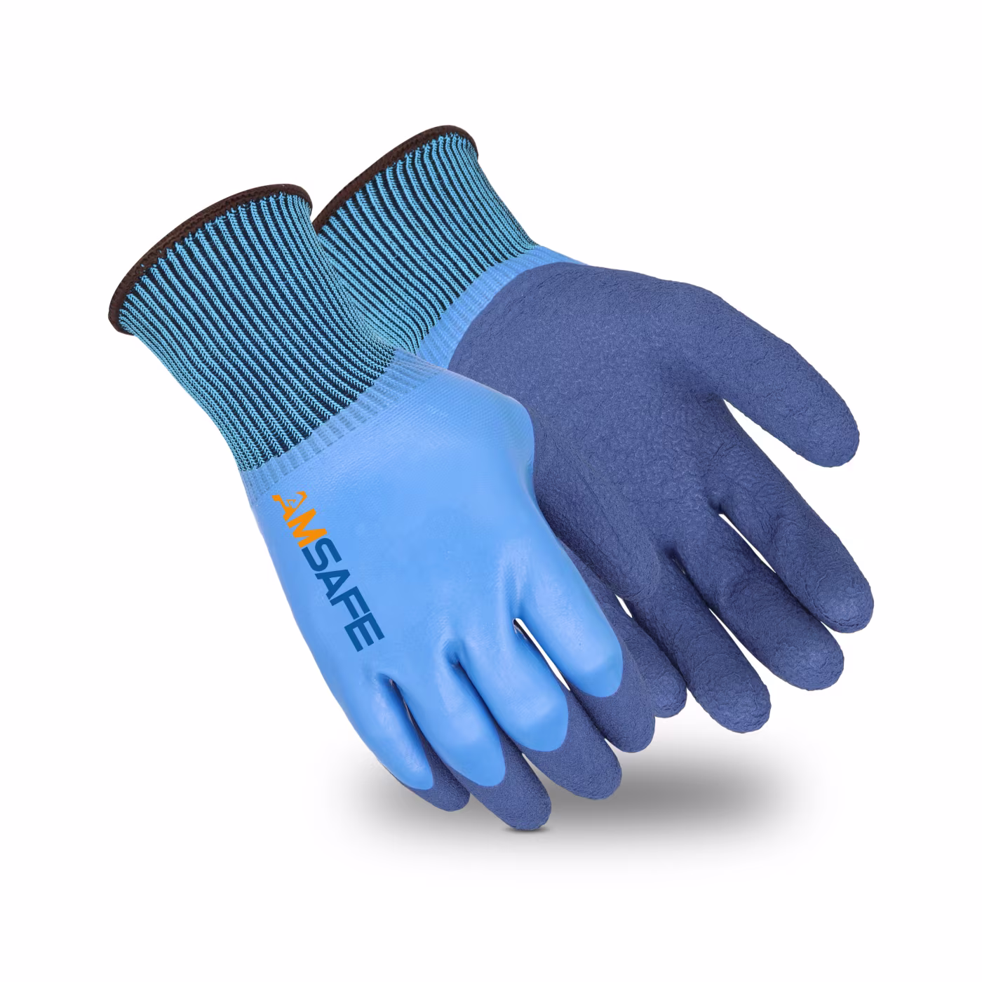 Par de guantes ALC301 y AQ3701 azules con doble recubrimiento de látex