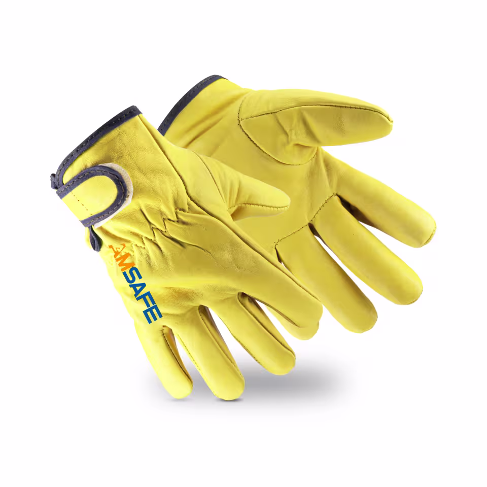Guantes de cuero: par de guantes de conductor ALE416 de cuero vacuno flor amarillo con cierre ajustable — imagen 1