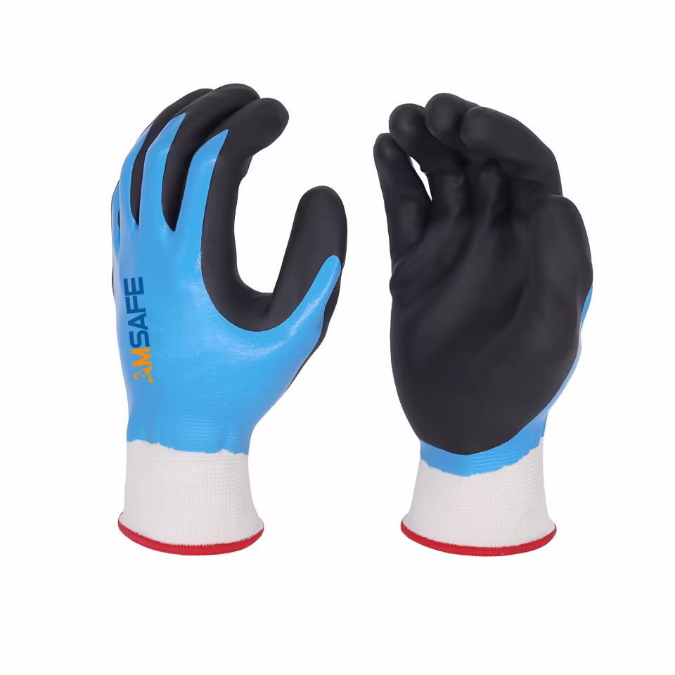 Guantes recubiertos de nitrilo: par de guantes AN3431 blancos y azules con doble recubrimiento de nitrilo — imagen 2