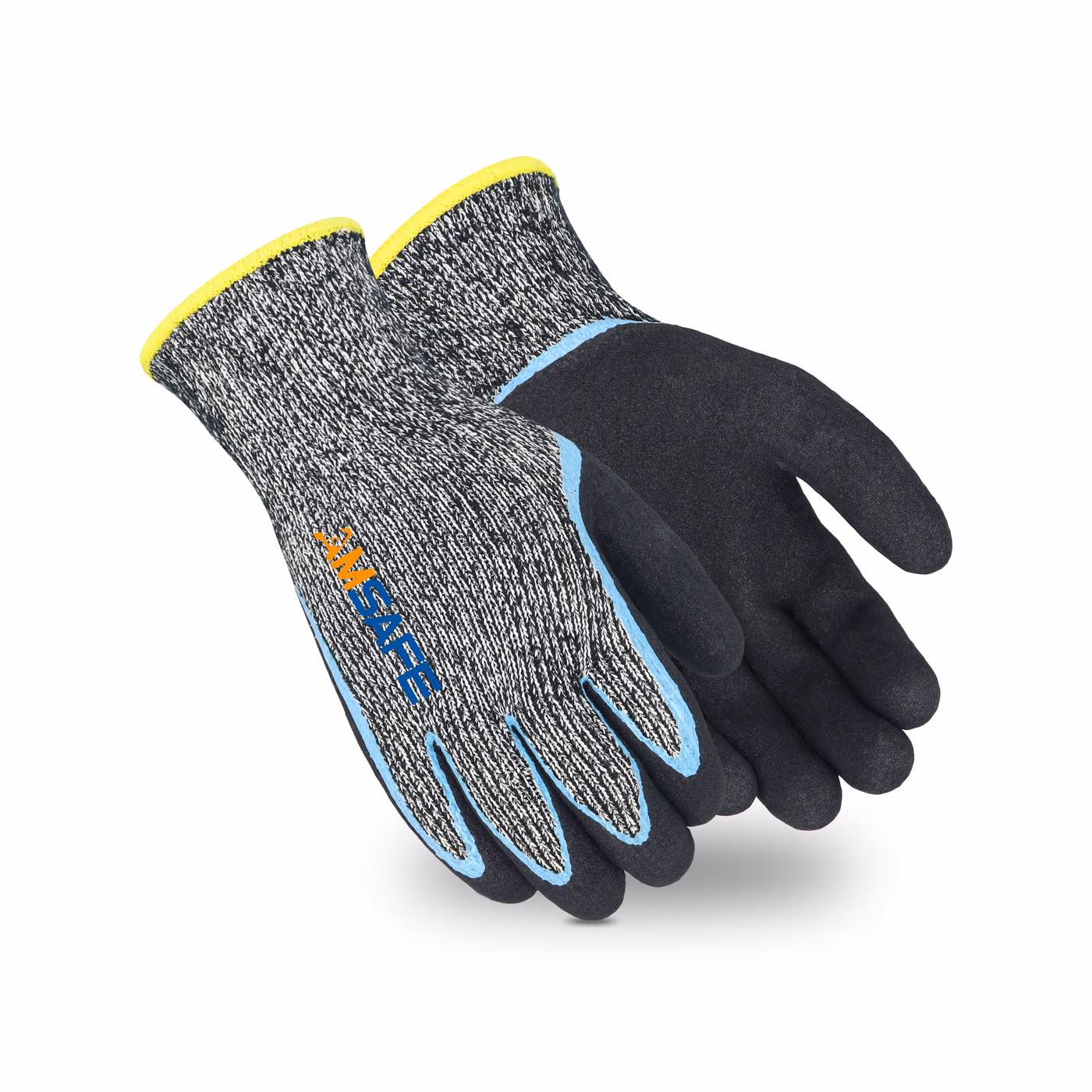 Par de guantes anticorte DL5301 grises con látex arenoso negro