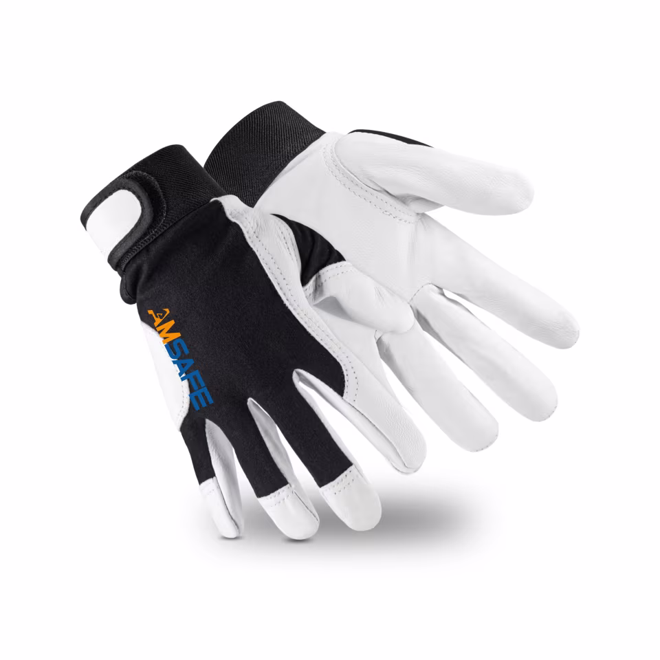 Guantes de cuero: par de guantes 33982 de cuero blanco de cabra con dorso textil negro — imagen 1