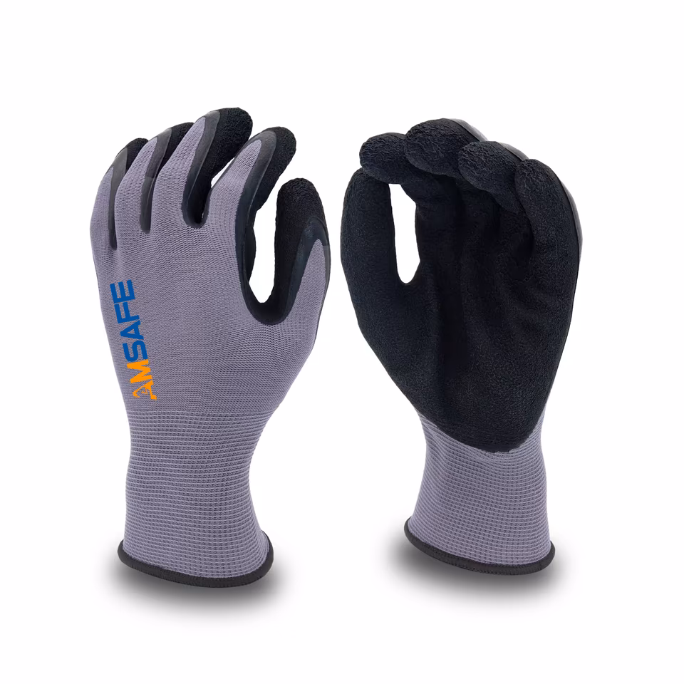 Guantes con recubrimiento de látex: par de guantes AL4202 grises con recubrimiento negro de látex espumado — imagen 5