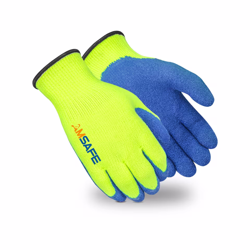 Guantes térmicos: par de guantes térmicos WL3204 amarillos con recubrimiento azul de látex rugoso — imagen 1
