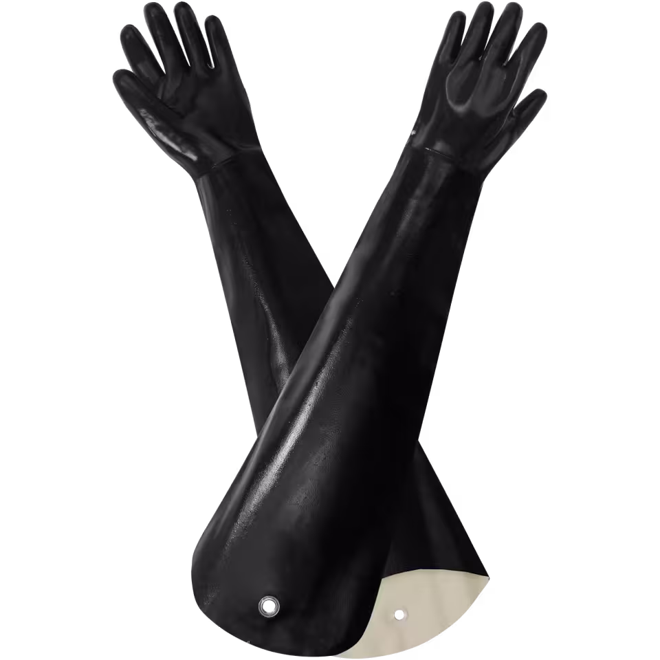 Guantes de protección química: par de guantes largos AC3070 negros con recubrimiento completo de neopreno — imagen 3