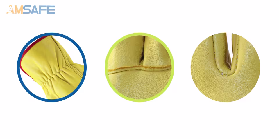 Guantes de cuero: par de guantes de conductor ALE415 de cuero vacuno flor amarillo — imagen 2