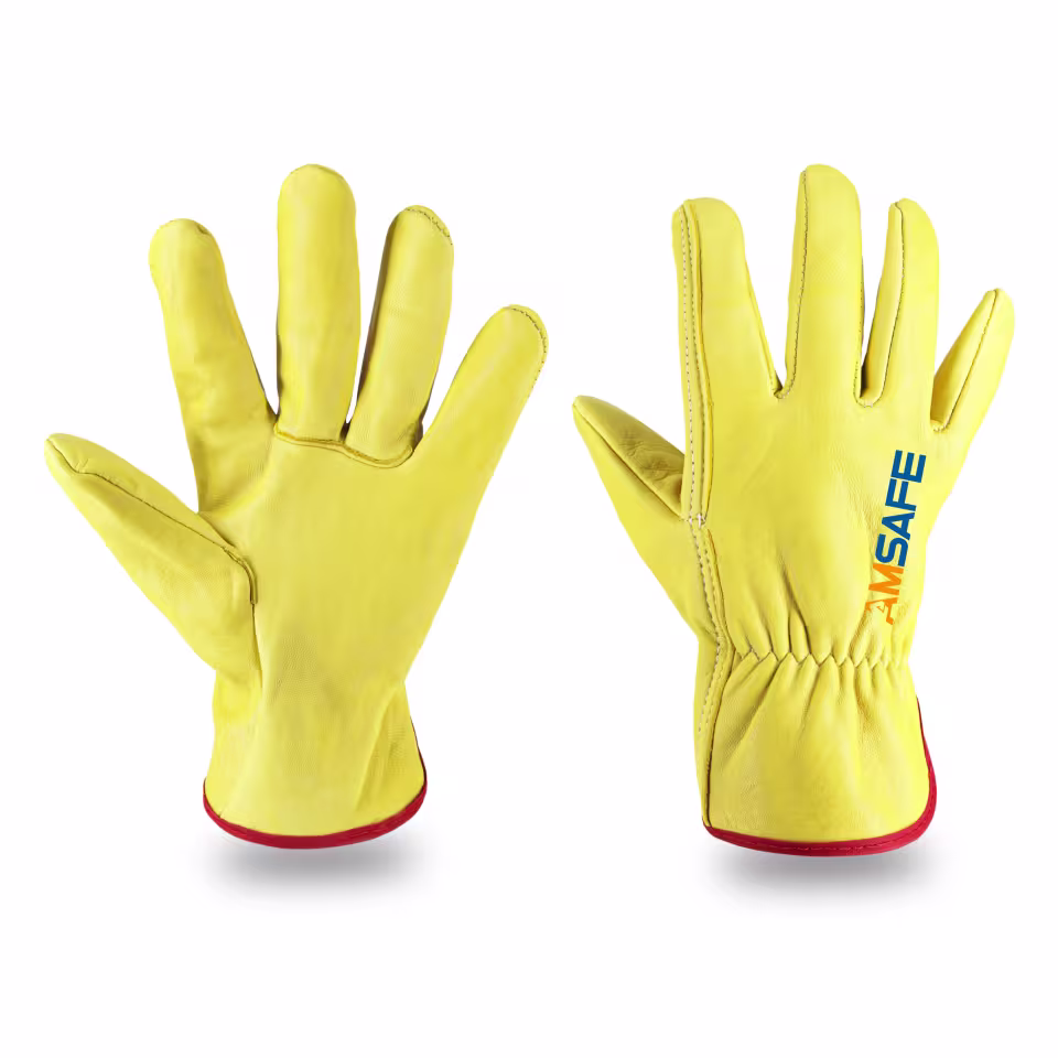 Guantes de cuero: par de guantes de conductor ALE415 de cuero vacuno flor amarillo — imagen 3