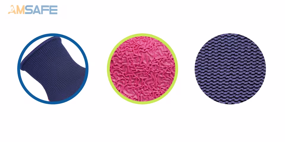 Guantes con recubrimiento de látex: par de guantes AL3236 azul marino con recubrimiento rosa de látex rugoso en la palma — imagen 3