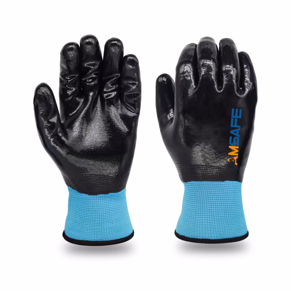 Guantes térmicos: par de guantes térmicos WN1501 azules con recubrimiento negro de nitrilo — imagen 2