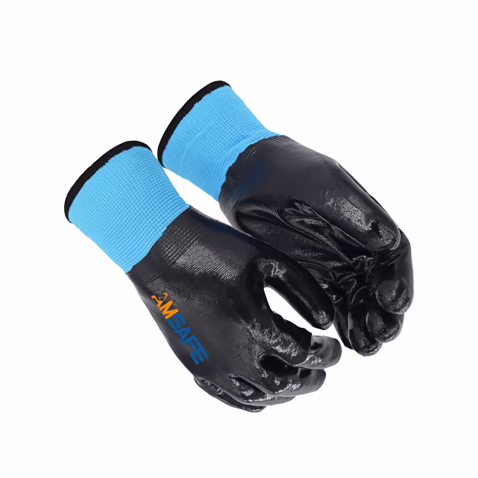 Guantes térmicos: par de guantes térmicos WN1501 azules con recubrimiento negro de nitrilo — imagen 3