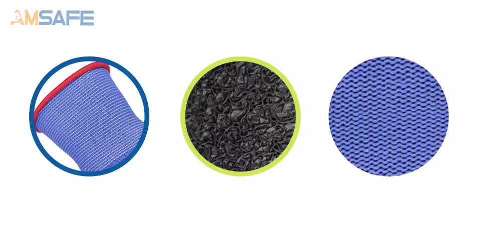 Guantes con recubrimiento de látex: par de guantes AL3238 azules con recubrimiento negro de látex rugoso en la palma — imagen 3