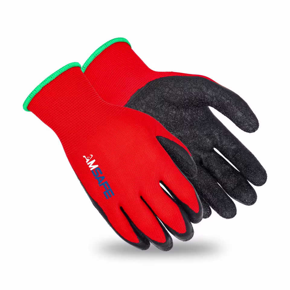 Guantes con recubrimiento de látex: par de guantes AL3233 rojos con recubrimiento negro de látex rugoso en la palma — imagen 1