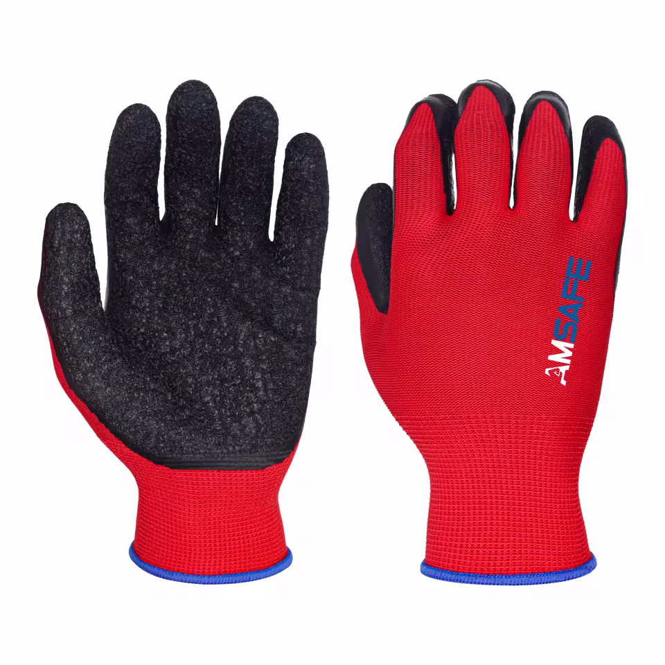 Guantes con recubrimiento de látex: par de guantes AL3233 rojos con recubrimiento negro de látex rugoso en la palma — imagen 4