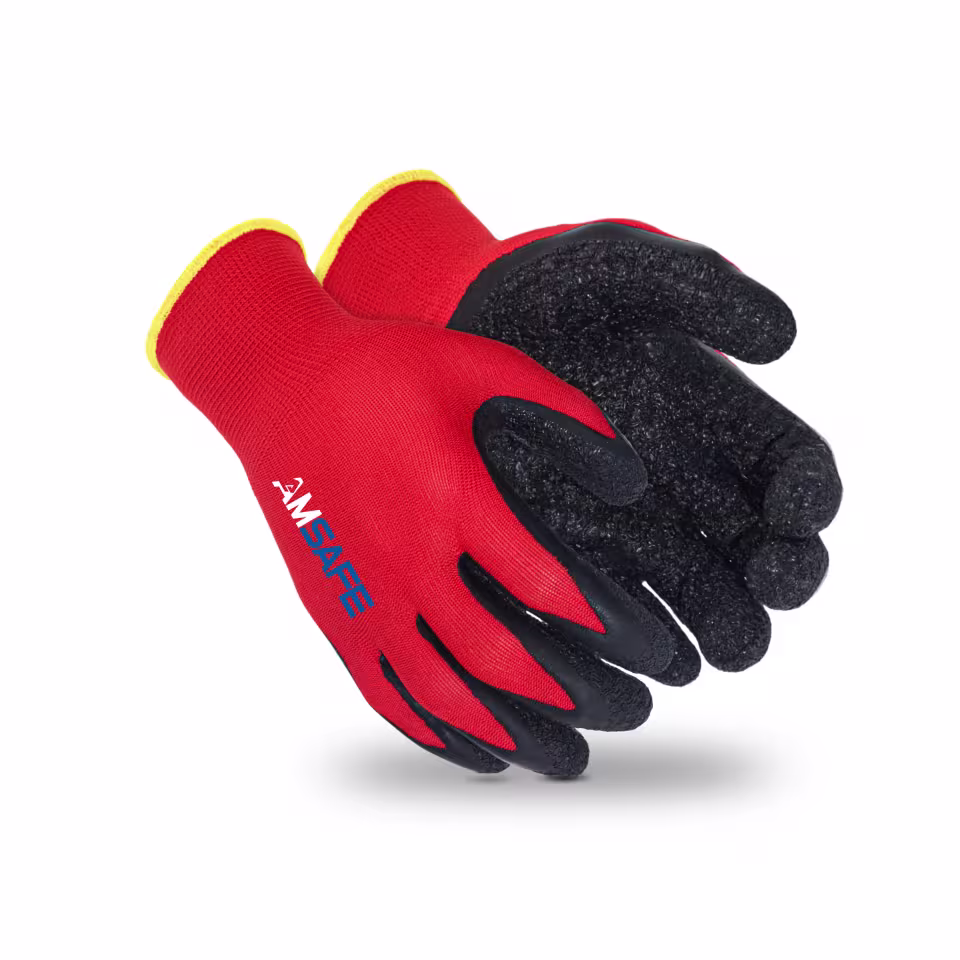 Guantes con recubrimiento de látex: par de guantes AL3233 rojos con recubrimiento negro de látex rugoso en la palma — imagen 5