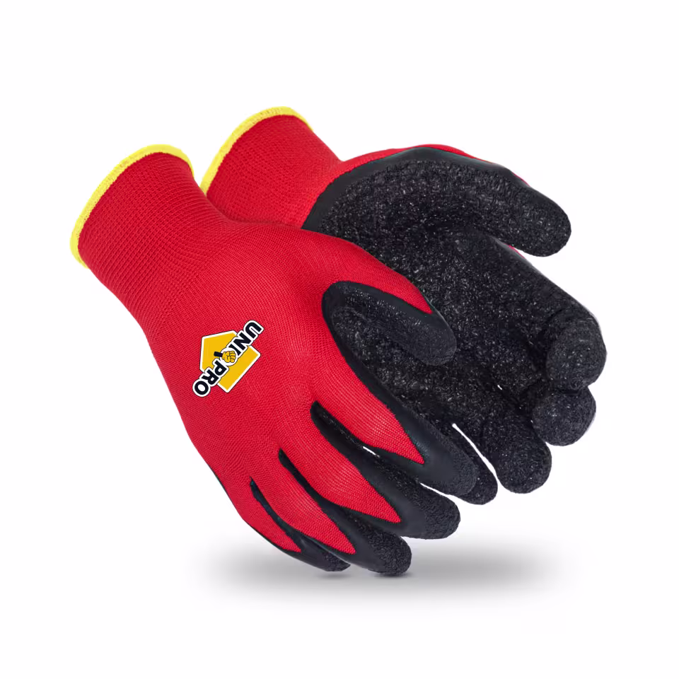 Guantes con recubrimiento de látex: par de guantes AL3233 rojos con recubrimiento negro de látex rugoso en la palma — imagen 6