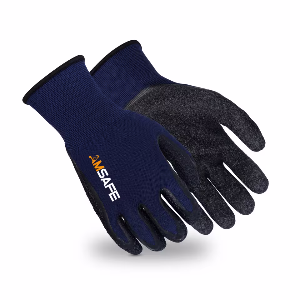 Guantes con recubrimiento de látex: par de guantes AL3243 azul marino con recubrimiento negro de látex rugoso en la palma — imagen 3