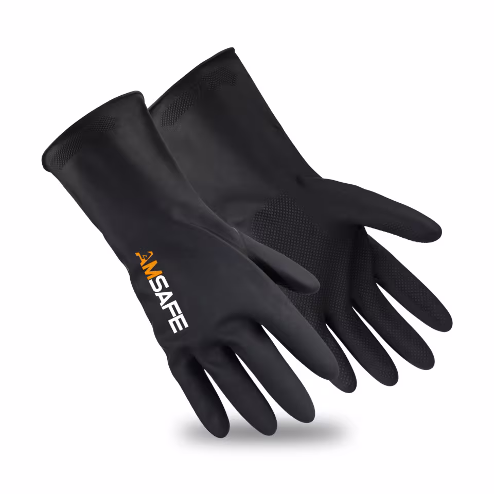 Guantes de protección química: par de guantes de protección química AC3001 negros de látex con puño largo — imagen 1
