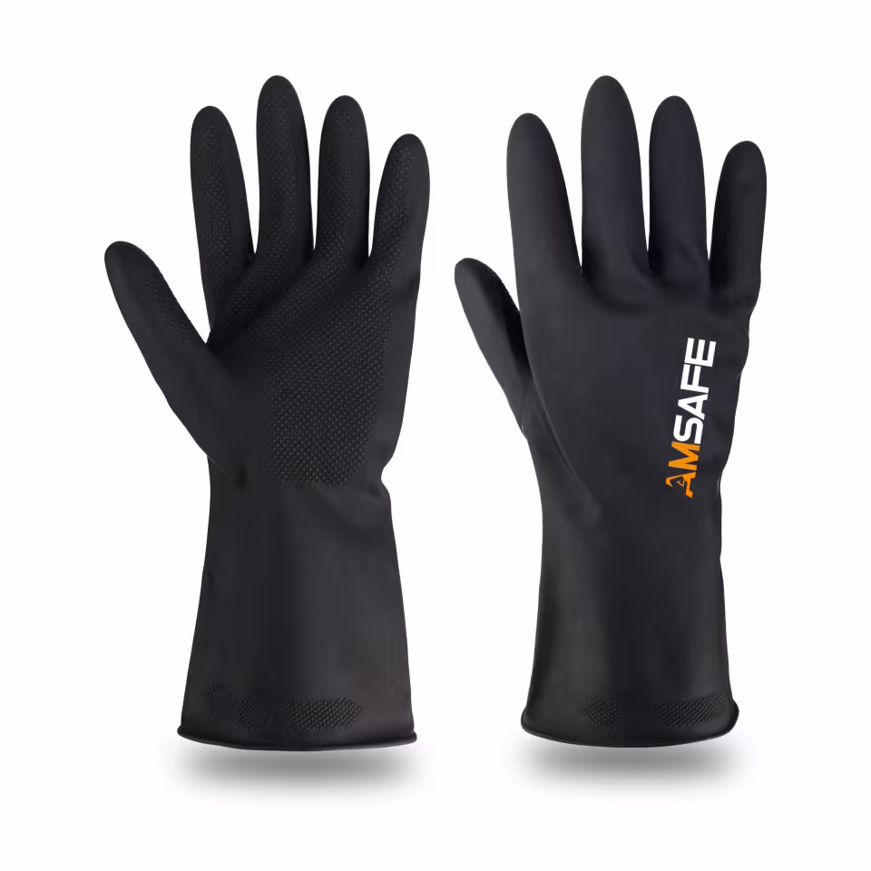 Guantes de protección química: par de guantes de protección química AC3001 negros de látex con puño largo — imagen 2