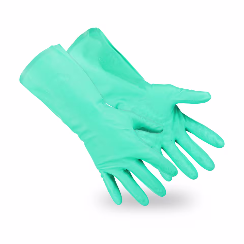 Guantes de protección química: par de guantes largos AC3041 azul claro con recubrimiento completo de nitrilo — imagen 1
