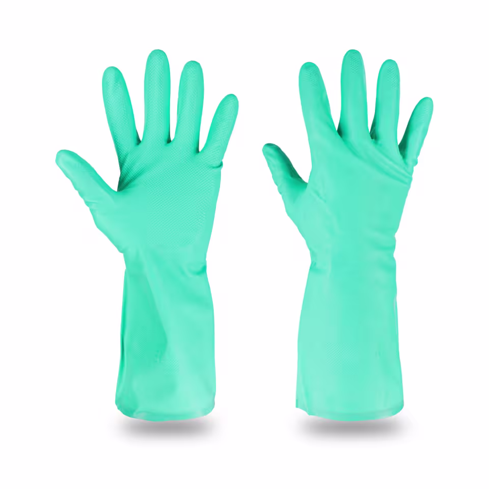 Guantes de protección química: par de guantes largos AC3041 azul claro con recubrimiento completo de nitrilo — imagen 2