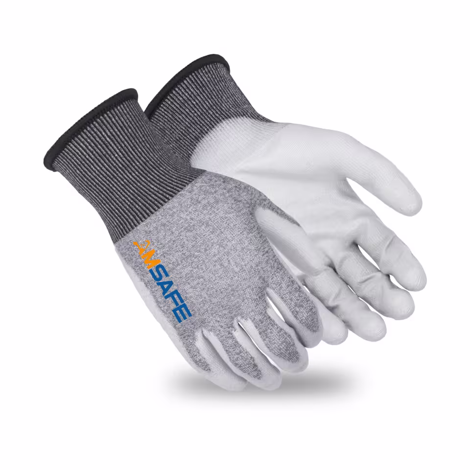 Guantes anticorte: par de guantes anticorte AA-37 grises con recubrimiento negro de PU en la palma — imagen 3