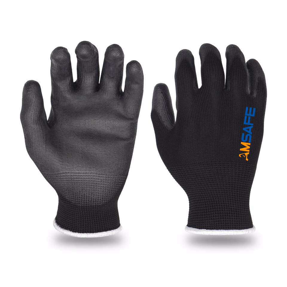 Guantes de PU: guante AU3401 de poliéster negro con PU negro en la palma — imagen 2