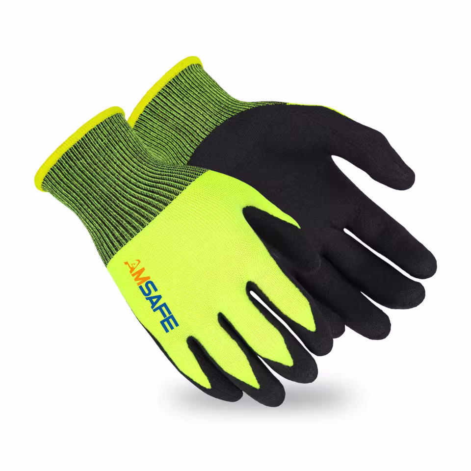 Guantes recubiertos de nitrilo: par de guantes ASF-IN5330 amarillo fluorescente con recubrimiento negro de nitrilo — imagen 1