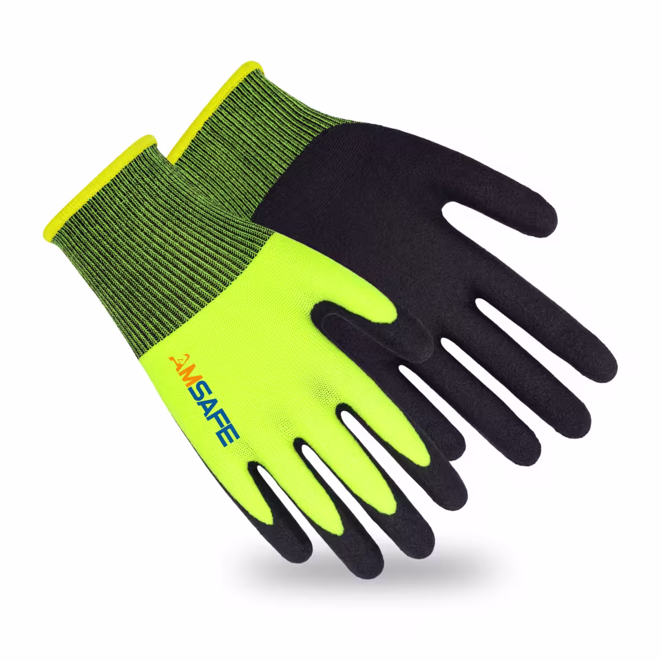 Guantes recubiertos de nitrilo: par de guantes ASF-IN5330 amarillo fluorescente con recubrimiento negro de nitrilo — imagen 3