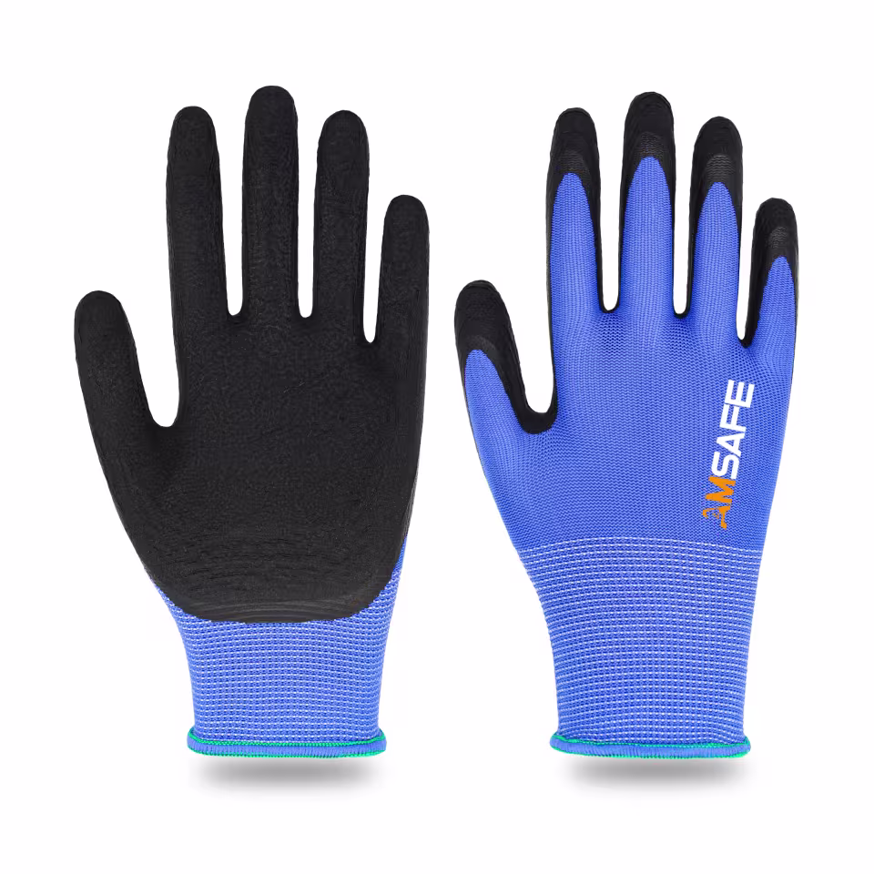 Guantes con recubrimiento de látex: par de guantes ASF-FL3230 azules con recubrimiento negro de látex — imagen 4