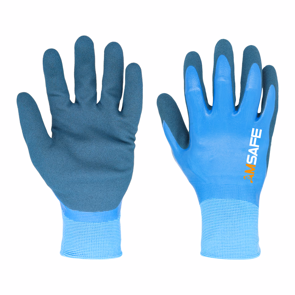 Guantes con recubrimiento de látex: par de guantes ASF-SL5270 azules con acabado de látex arenoso en la palma — imagen 2