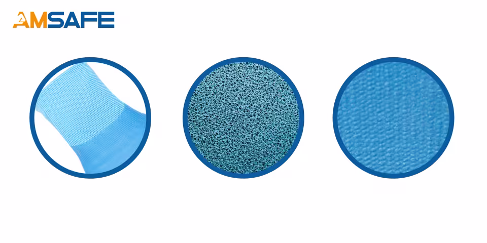 Guantes con recubrimiento de látex: par de guantes ASF-SL5270 azules con acabado de látex arenoso en la palma — imagen 3