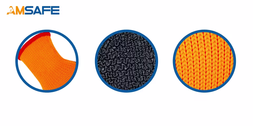 Guantes térmicos: par de guantes térmicos ASF-CL7551 naranjas con recubrimiento negro de látex rugoso — imagen 3