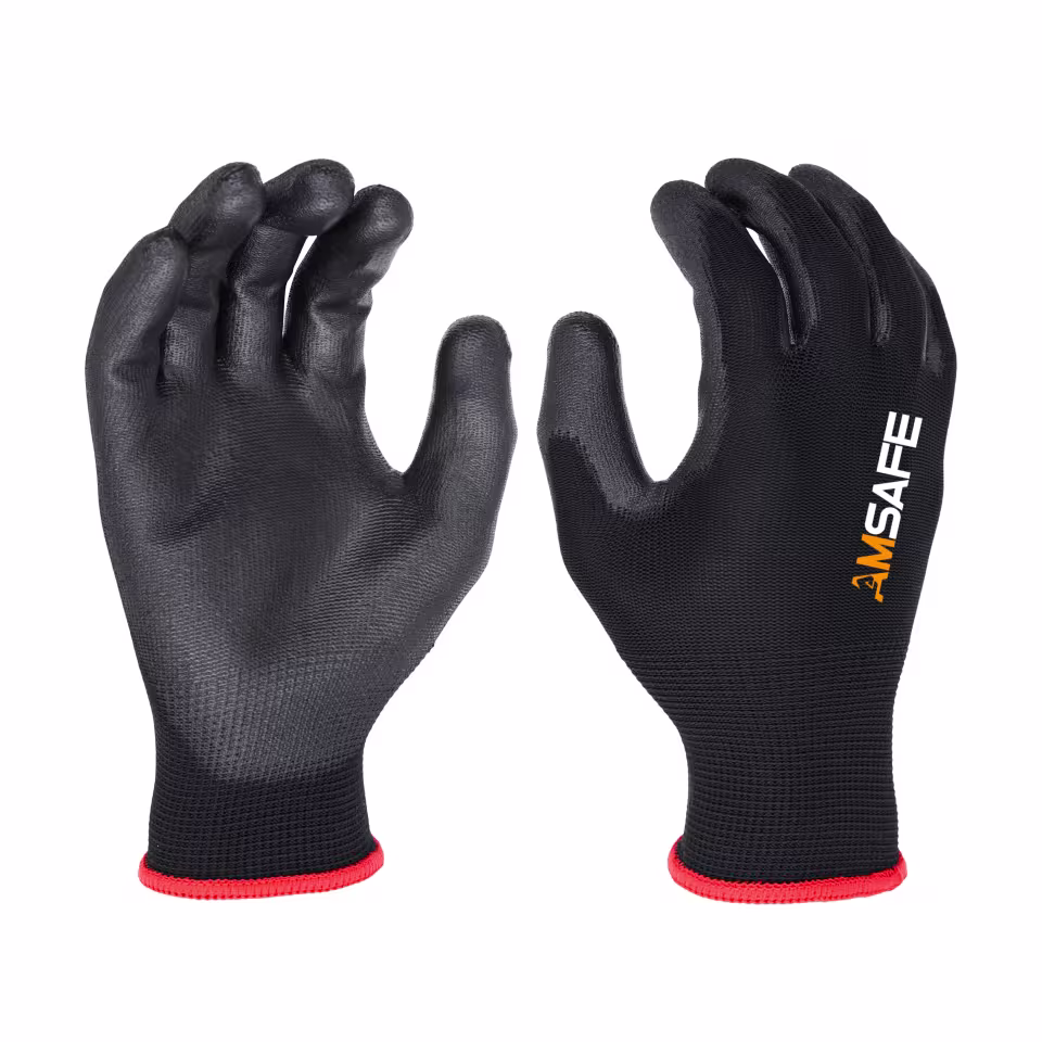 Guantes de PU: par de guantes ASF-NU3231 negros con puño rojo y recubrimiento negro de PU — imagen 2