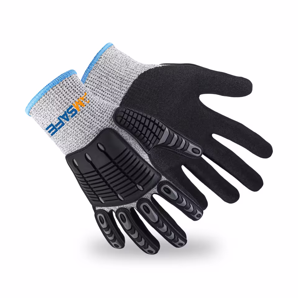 Guantes antiimpacto: par de guantes antiimpacto SN3733-TPR grises y negros con protección TPR en el dorso — imagen 1
