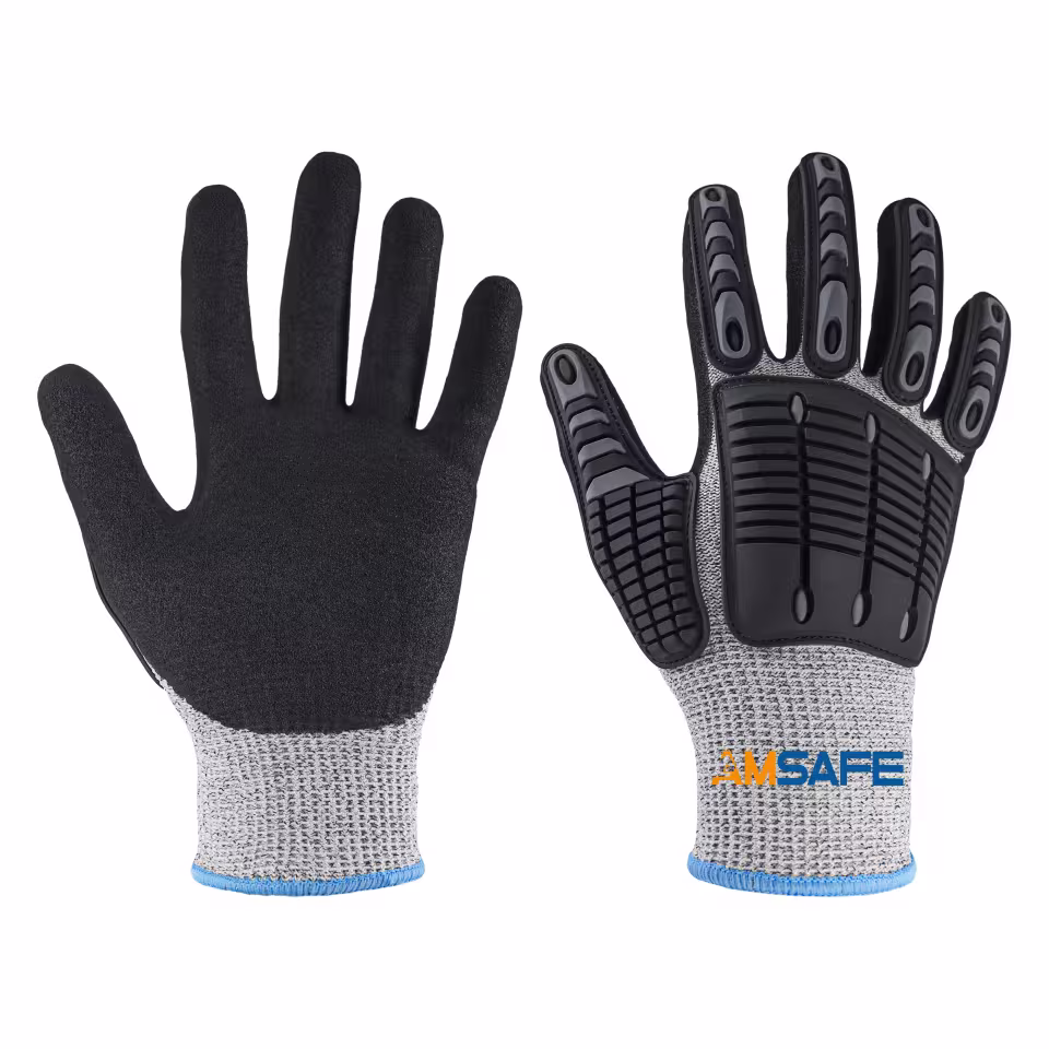 Guantes antiimpacto: par de guantes antiimpacto SN3733-TPR grises y negros con protección TPR en el dorso — imagen 2