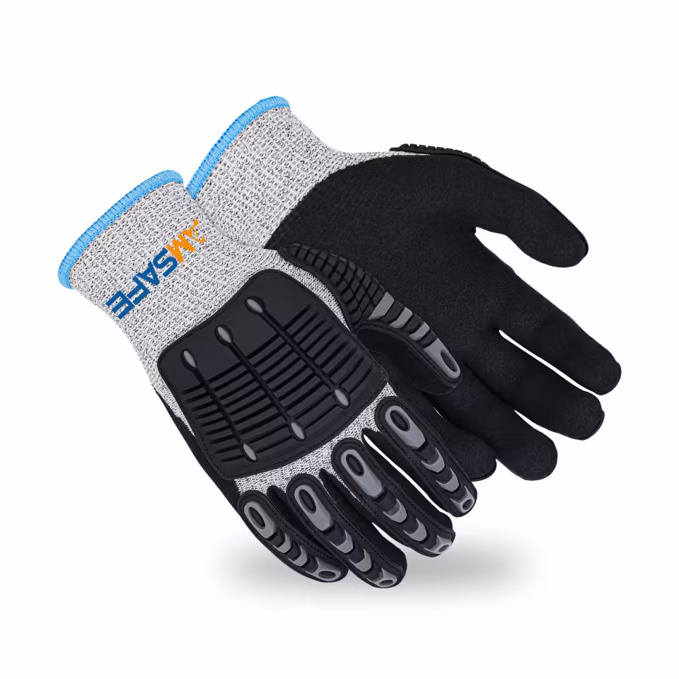 Guantes antiimpacto: par de guantes antiimpacto SN3733-TPR grises y negros con protección TPR en el dorso — imagen 3