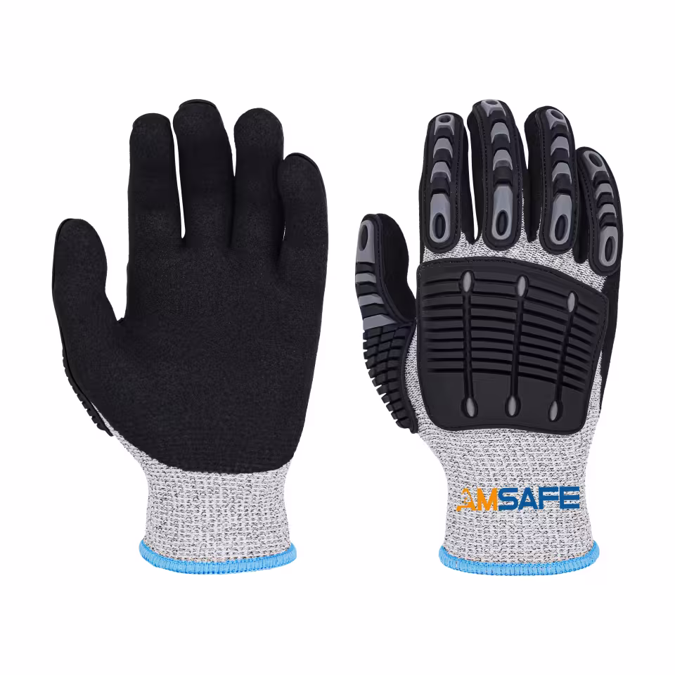 Guantes antiimpacto: par de guantes antiimpacto SN3733-TPR grises y negros con protección TPR en el dorso — imagen 4