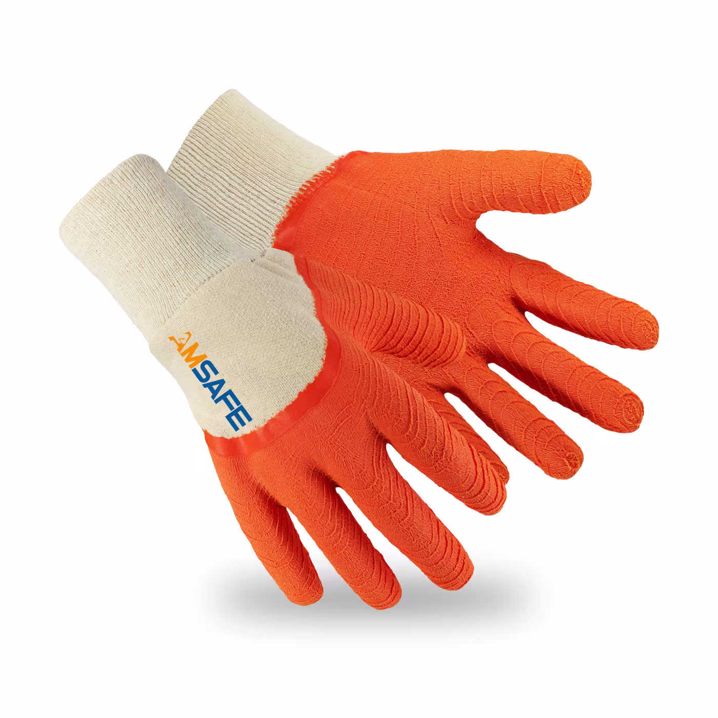 Par de guantes 1010420161 de algodón blanco con látex ondulado naranja