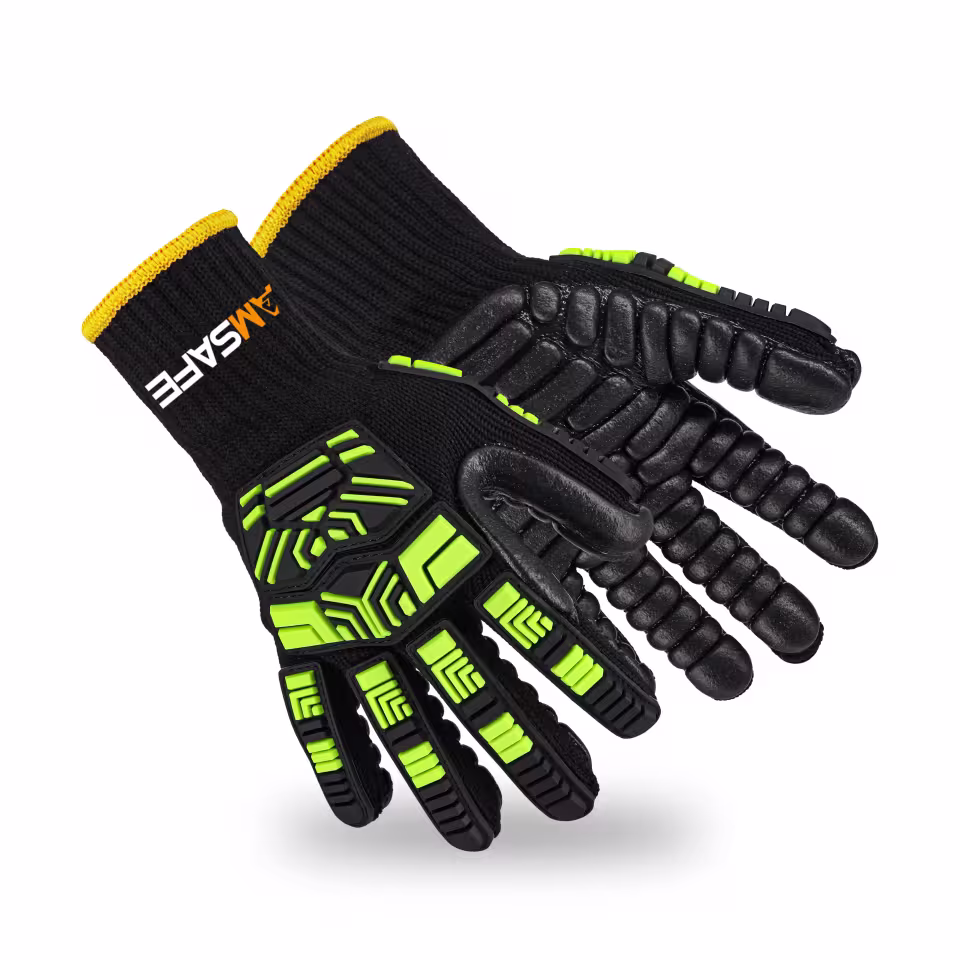 Guantes antiimpacto: par de guantes antiimpacto ASF-R00130 negros y verdes con protección TPR — imagen 1